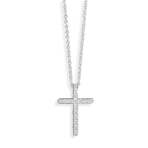 N005193^ - Sterling Silver and Cubic Zirconia Cross Necklace