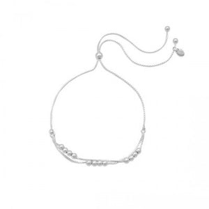 B005127 - Sterling Silver Adjustable Bracelet with Silver Accent Beads