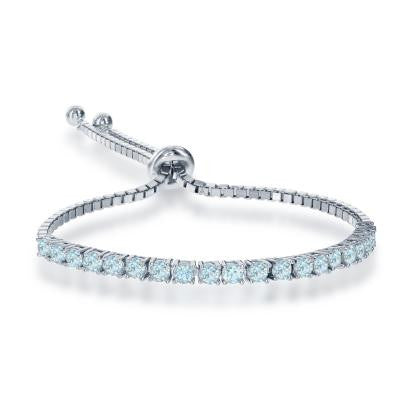 B028027 - Sterling Silver and Blue Topaz Adjustable Bracelet