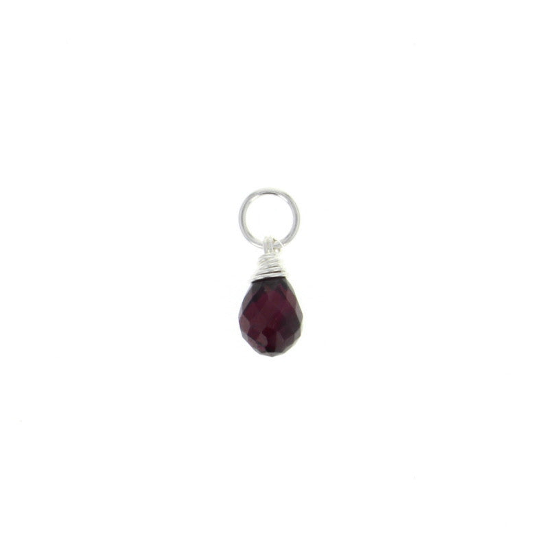 C051001-JAN - Sterling Silver and Faceted Garnet Charm