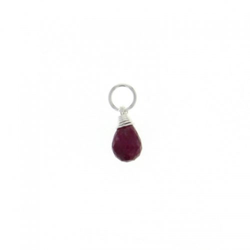 C051001-JUL - Sterling Silver and Faceted Ruby Charm