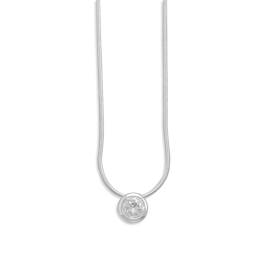 N005271 - Sterling Silver and Bezel Set Cubic Zirconia Necklace