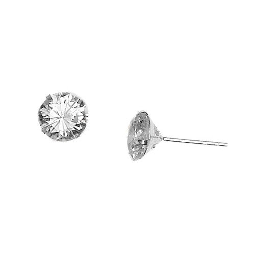 E005030 - 8mm Cubic Zirconia and Sterling Silver Post Earrings
