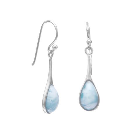 E005330 - Sterling Silver and Larimar French Wire Earrings