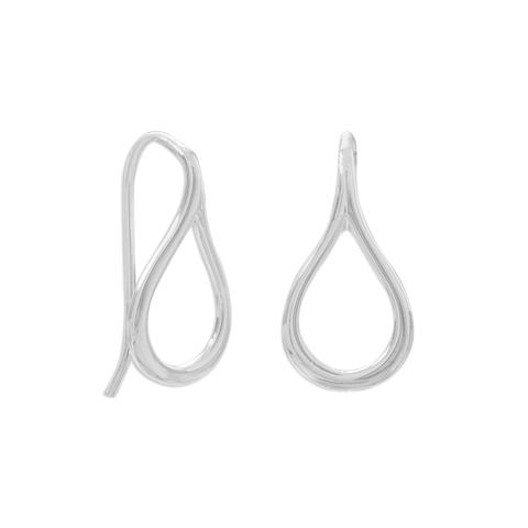 E005338 - Sterling Silver Open Raindrop French Wire Earrings