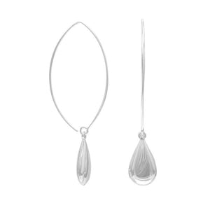 E005352^ - Sterling Silver Marquise Wire Earrings with Teardrop