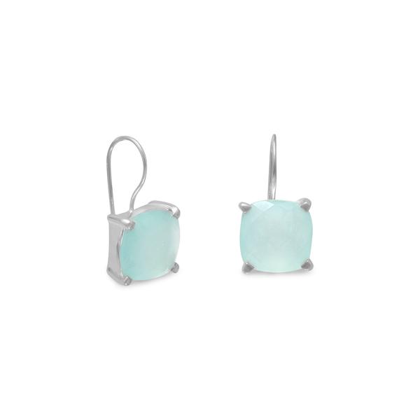 E005381^ - Sterling Silver and Square Chalcedony Earrings