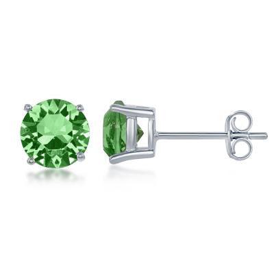 E028116-AUG - Sterling Silver and Peridot "August" Swarovski Crystal Earrings