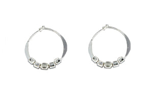 E064044 - Tiny Sterling Silver Hoop with Five Beads
