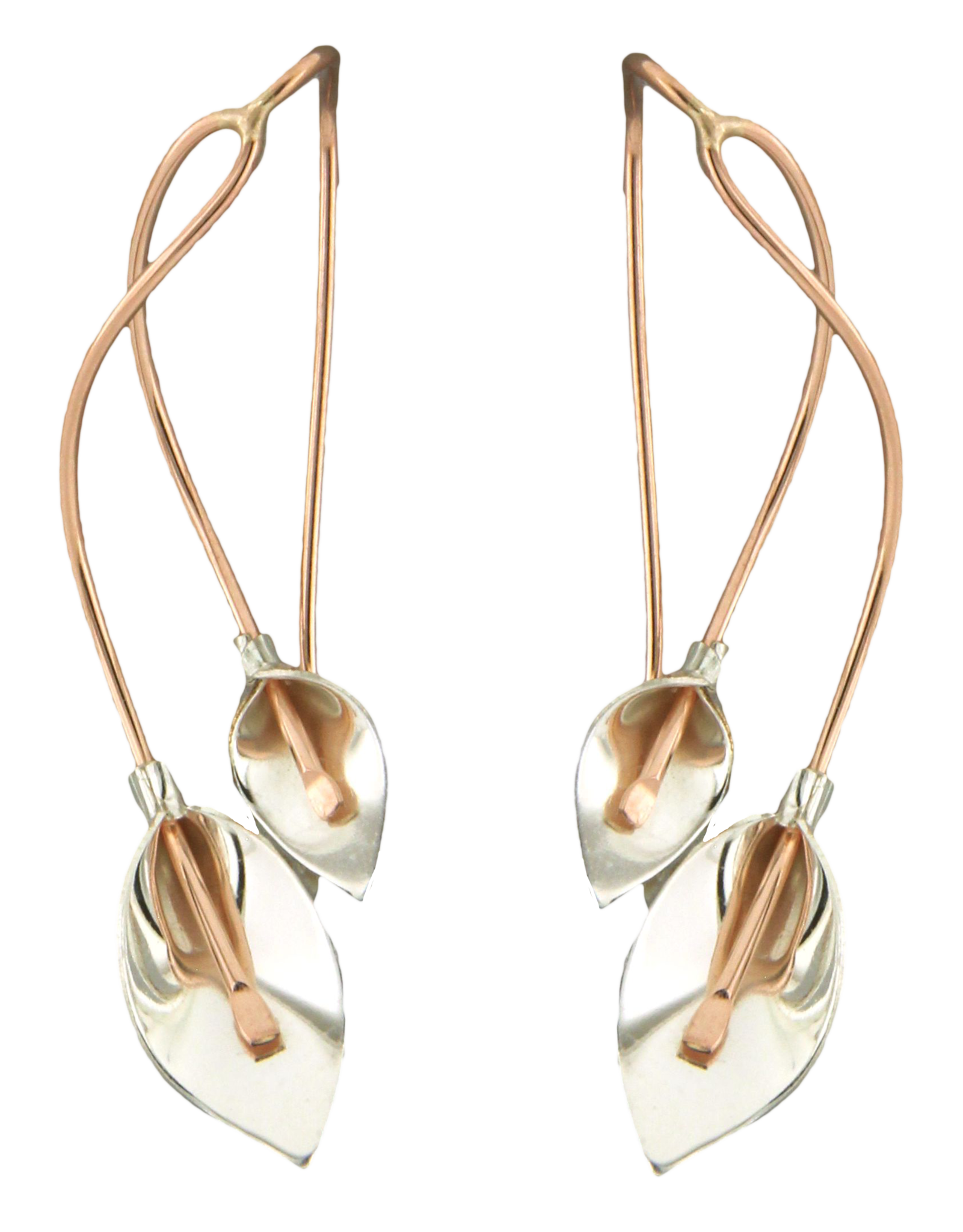 E064052 - Rose Gold-Filled and Sterling Silver Calla Lily Design Earrings