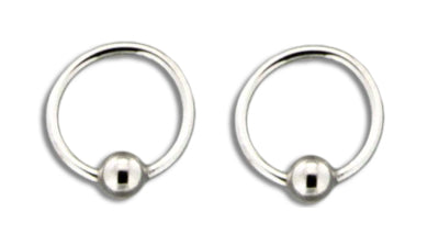 E064060 - Tiny Sterling Silver Hoop Earring With Bead Accent
