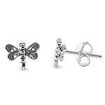 E068018 - Oxidized Sterling Silver Dragonfly Post Earrings