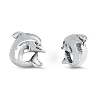 E068037 - Sterling Silver Dolphin Post Earrings.