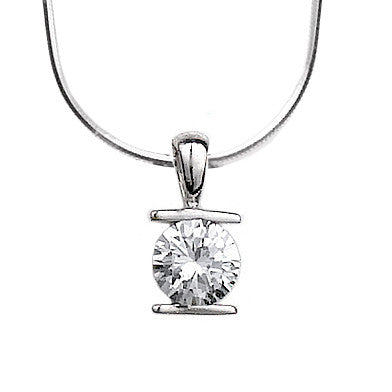 N005230 - Sterling Silver Bar Set Cubic Zirconia Necklace