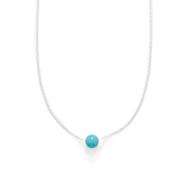 N005294^ - Sterling Silver and Floating Magnesite Bead Necklace