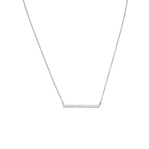 N005296^ - Sterling Silver and Cubic Zirconia Bar Drop Necklace