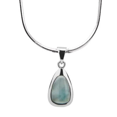 N028120 - Sterling Silver and Larimar Teardrop Necklace