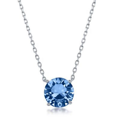 N028127 - Sterling Silver and Light Sapphire "December" Swarovski Crystal Necklace