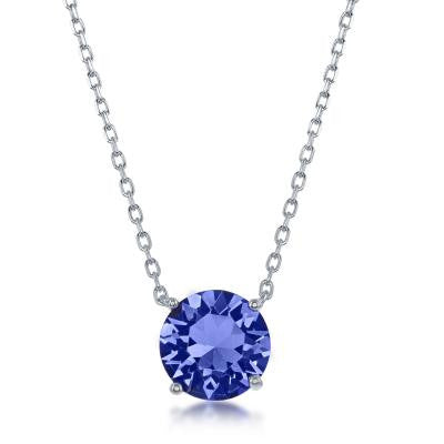 N028136 - Sterling Silver and Sapphire "September" Swarovski Crystal Necklace