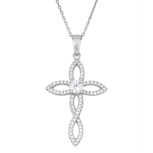 N028191^ - Sterling Silver and Cubic Zirconia Cross Necklace
