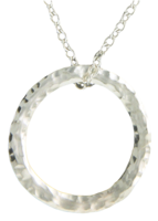 N064016 - Sterling Silver Hammered Ring Necklace