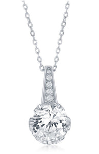 N028171 - Sterling Silver and Round Cubic Zirconia Necklace