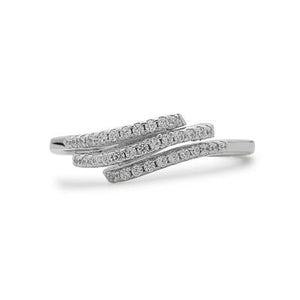 R028044 - Sterling Silver Triple Row Cubic Zirconia Ring