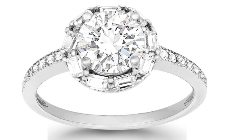 R028075 - Sterling Silver Halo CZ Engagement Ring