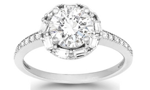 R028075 - Sterling Silver Halo CZ Engagement Ring