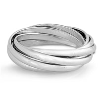 R068023^ - Sterling Silver 7 Band Roll Ring